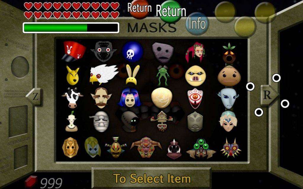 המסכות בהן לינק משתמש במשחק The Legend of Zelda: Majora's Mask.